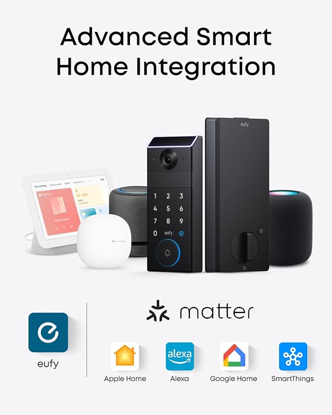 eufy FamiLock S3 Smart Lock With Palm Vein Recognition - Keyless Entry Door Lock for Front Door, 3-in-1 Wi-Fi Keypad Deadbolt+ 2K HDR Camera+ Doorbell, ANSI/BHMA Grade 1, Motion Sensor, No Monthly Fee