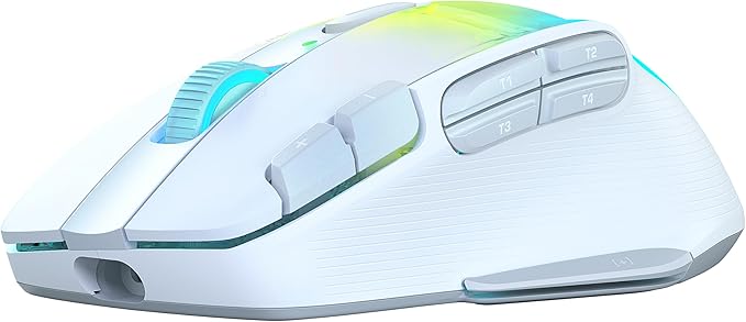 Turtle Beach Kone XP Air Wireless Customizable Ergonomic RGB Gaming Mouse, Bluetooth, 19K DPI Optical Sensor, 100-hour Battery & Charging Dock, 29 Programmable Inputs & RGB Lighting, 4D Wheel – White