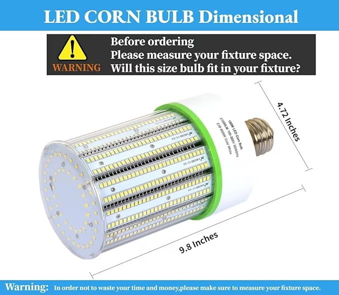 2 Pack 150W E39 Large Mogul Base LED Corn Cob Light Bulb, 21,000 Lumens 5000K Daylight, 800W MH/HPS Replace for Garage Warehouse High Bay Parking Lot Lighting