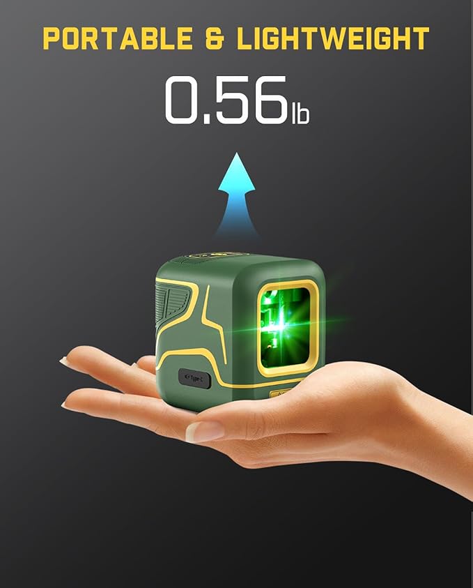 Fanttik D2 Pocket Green Laser Level, 100 ft Self-Leveling Cross Line Laser, Type-C Rechargeable, Rotatable 360 Degree, Pulse Mode, Magnetic Bracket, Carrying Pouch, for Picture Hanging and Home DIY