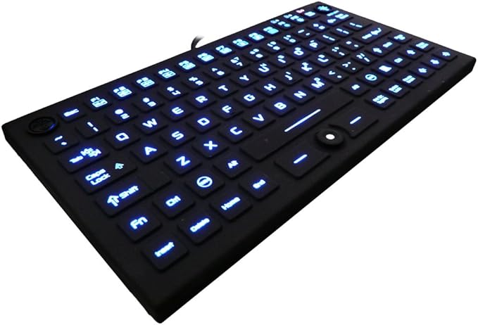DSI Compact LED Backlit Keyboard with Integrated Mouse Button IP68 Waterproof Silicone IKB850BL