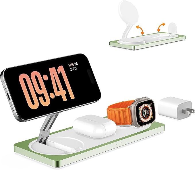 3 in 1 Charging Station for Apple Devices: Used for iPhone and Watch Charging Station with Magsafe Charger Stand, Wireless Charger for iPhone 16/15/14/13/12, Apple Watch 1-9/Ultra, AirPods 3 Pro