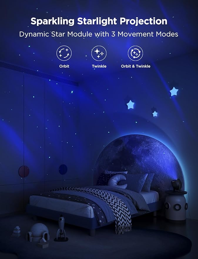 Govee Star Light Projector with 3 Aurora Flowing Effects, Star Projector Works with Matter, Alexa and Google Assistant, 16 Million Colors, 52 Scene Modes, Night Light Projector, Without Plug