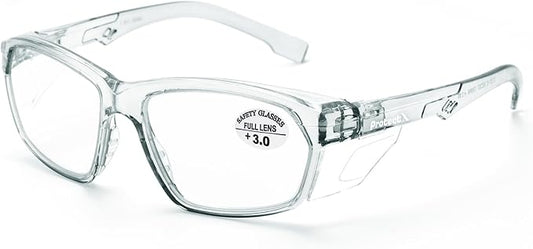 ProtectX Stylish Anti-Fog & Scratch-Resistant Safety Glasses With Readers, UV Protection Goggles, Anti-Impact Lightweight Glasses for Men＆Women Charcoal Reading 3.0