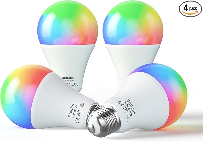 Smart LED Light Bulbs 150W Equivalent, 1600LM 16W Alexa Light Bulbs, A19 E26 Ultra Bright Color Changing Light Bulbs, 2.4 GHz WiFi Dimmable Light Bulbs Compatible with Alexa, Google 4 Packs(Upgrated)