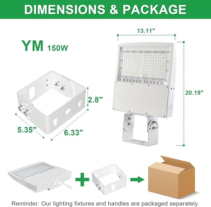 150W LED Parking Lot Light, 5000K 21000LM(140lm/w) LED Shoebox Area Light - Yoke Mount, Dimmable Commercial Street Lighting, Surge Protection Built-in, AC100-277V UL DLC Listed