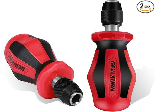 Magnetic 2PC Mini Changeable Head Manual Screwdriver Holder, Quick Change&Release 1/4” Hex Bit Extension Holder