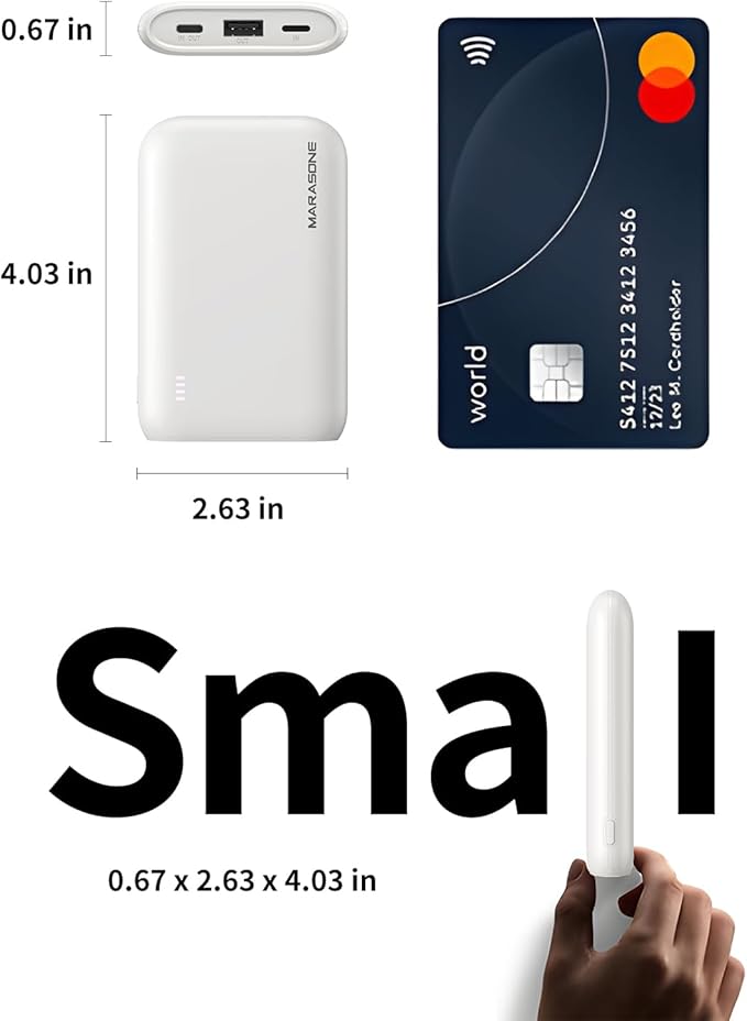 Portable Charger,Slimmest 10000mAh 22.5W PD Fast Power Bank, USB C in&Out High-Speed Charging Battery Pack Compatible with iPhone 16 15 14 13 X Samsung S22 S21 Google iPad etc