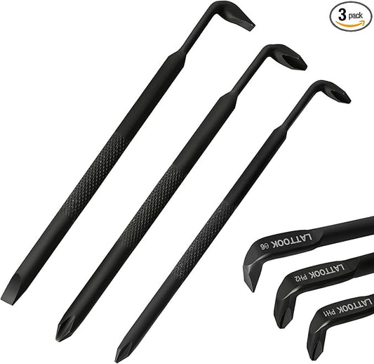 3PCS Right Angle Offset Screwdriver Set, LATTOOK L-Type 90 Degree Double End Screwdriver Low Profile Screwdriver with Phillips and Slotted, 15mm Flat Elbow Design for Tight Narrow Space