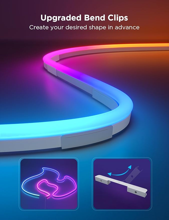 Govee RGBIC Neon Lights, LED Smart Neon Rope Light 2 Works with Matter, Alexa, Google Assistant, Custom DIY Neon Strip Lights for Bedroom and Holiday Decor, Softer Material, 32.8ft, White