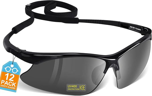 OXG 12 Pack Anti Fog Safety Glasses for Men, Impact Scratch Resistant Protective Eyewear ANSI Z87.1 Approved