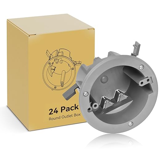 Round Electrical Box 24 Pack Old Work Ceiling, PVC, UL Listed, Grey