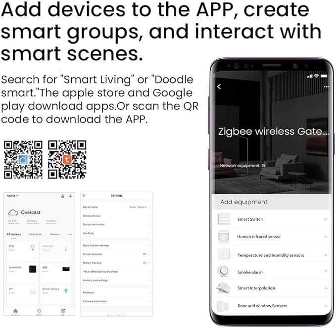 ZigBee 3.0 Hub WiFi & Bluetooth Dual Mode Gateway, Only for Tuya Product Smart Home Bridge Wireless Remote Controller,Intelligent Bridge Wireless Smart Home Gateway Voice Control via Alexa,Google Home