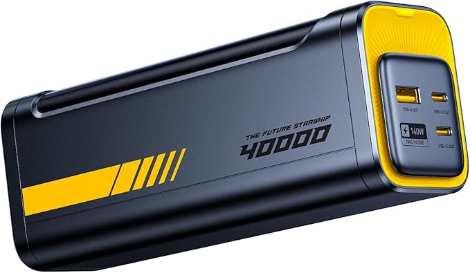 AOHI 140W PD3.1 Laptop Power Bank 40000mAh Fast Charging Station, The Future Starship 2 in 1 Camping Large Portable Charger for MacBook Pro/Air, iPad Pro, iPhone 16 Pro Max,Galaxy,Steam Deck, Grey