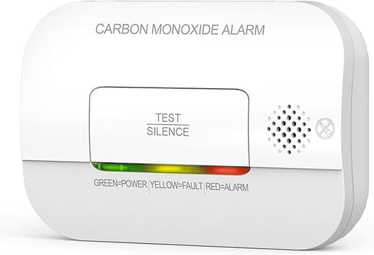 Carbon Monoxide Detector, 7 Year Sensor Life CO Detector with Battery Warning Indicator and Test Button, 85 dB, for Ceiling and Wall Mounting, White (1 Pack)