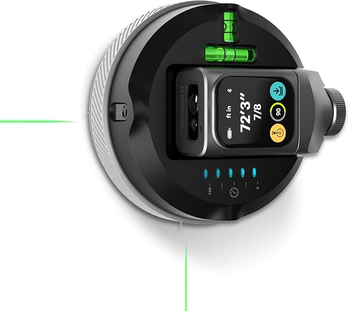 HOZO M-Cube02 Laser Level with 164ft Green Laser Measure, 360° Rotating for P2P Laser Measure & Center Finder, Wall Mount Laser Level for Picture Hanging, Renovation & DIY, Bluetooth App, Rechargeable