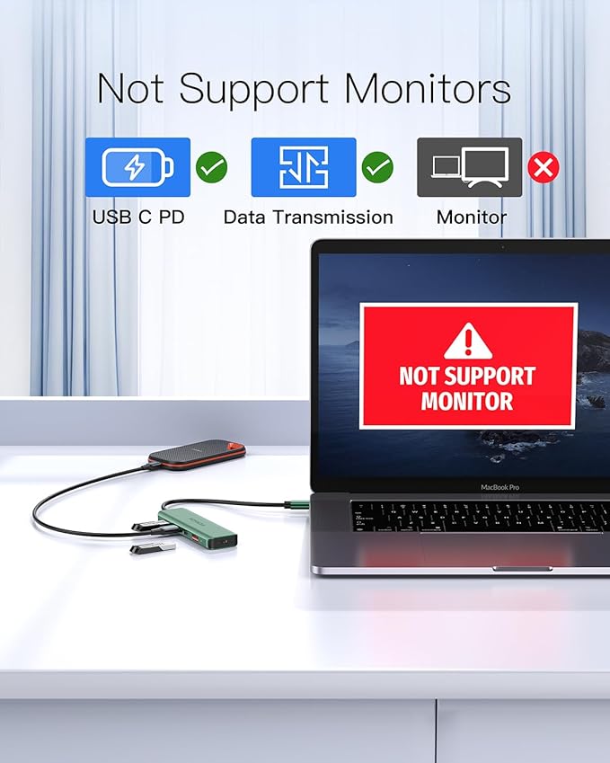 USB C Hub, 10Gbps USB 3.1 Adapter for MacBook, with 100W PD Charging, 2 USB C 3.1 10Gbps and 2 USB A 3.1 Data Ports, Compatible with Surface, XPS, Samsung, Dell and More (Green)
