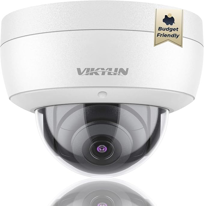 VIKYLIN 4K 8MP PoE IP Dome Camera Outdoor/Indoor,4K PoE Vandal Dome Security Camera with Human Vehicle Detection,2.8mm Lens,98ft Night Vision,Built-in Mic,IK10/IP67,Blue Iris,NDAA Compliant (Not PTZ)