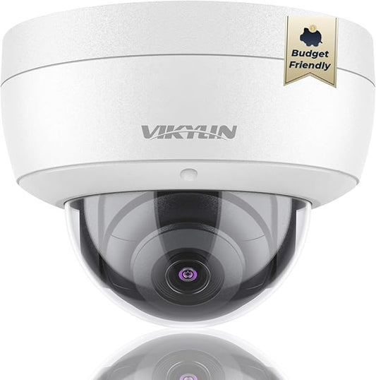 VIKYLIN 4K 8MP PoE IP Dome Camera Outdoor/Indoor, 4K PoE Vandal Dome Security Camera with Human Vehicle Detection,2.8mm Lens,98ft Night Vision,Built-in Mic,IK10/IP67,Blue Iris,NDAA Compliant(Not PTZ)