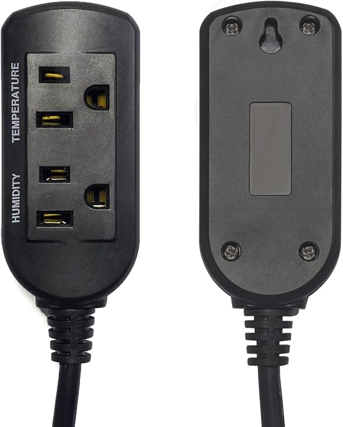 Temperature & Humidity Controller - Outlet Plug-in Thermostat & Humidistat for Reptiles & Greenhouses - Dual Stage Pre-Wired Electronic Controller
