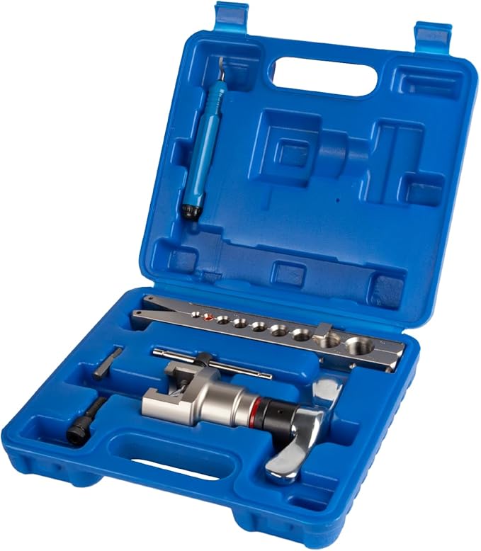 Wostore Manual & Electric Eccentric Flaring Tool - 9 Dies for Eccentric Flares on 6mm,1/4",9mm,3/8",10mm,12mm,1/2",5/8"(16mm)&3/4"(19mm) Copper Pipes - Ideal for Refrigeration HVAC Plumping Work…