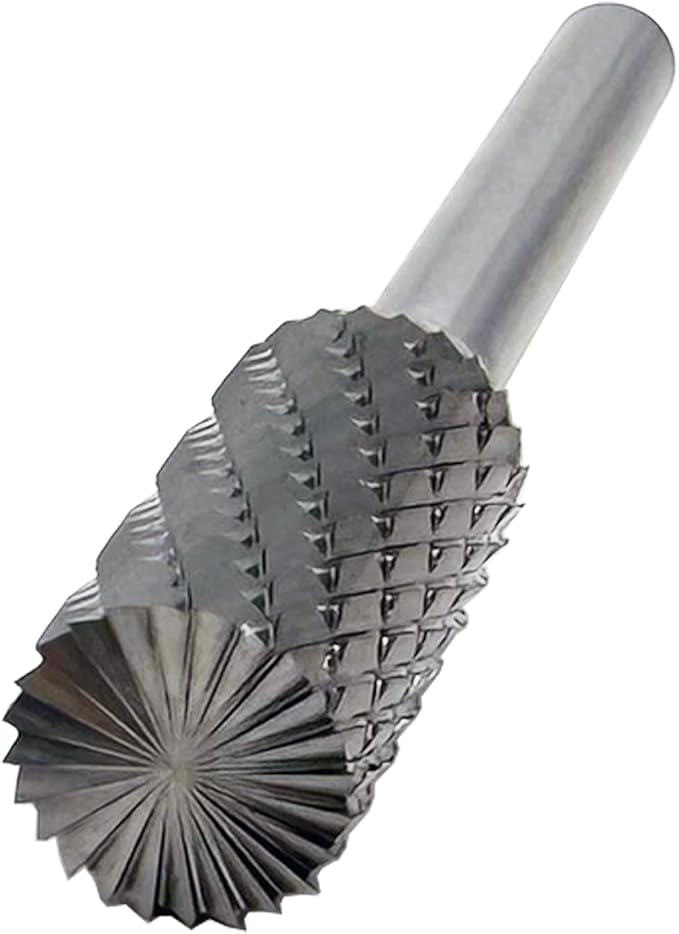 SB-5 Tungsten Carbide Burr Cylinder Shape Double Cut Rotary Burrs File(1/2''cutter Dia,1''Cutter Length) with 1/4'' (6.35mm) Shank dia, by LU&MN