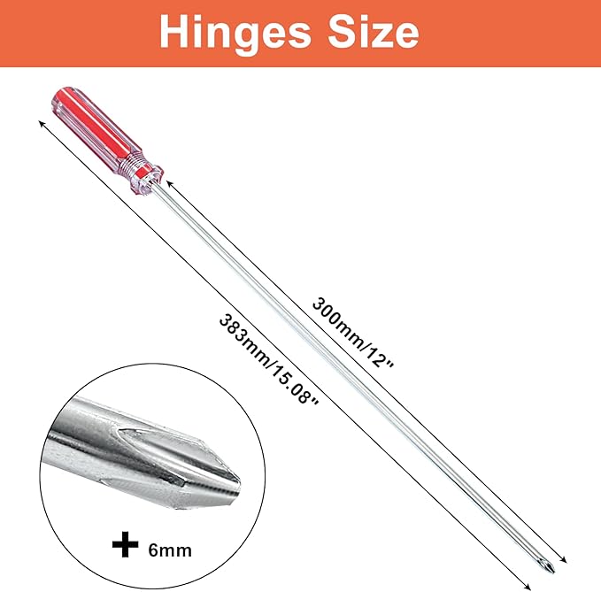 Piutouyar 12 Inch Phillips Screwdriver, Extra Long Shaft Cross Head Screwdriver #2 Magnetic Tip Screwdrivers Long Screwdriver for Repair Home Improvement, Red