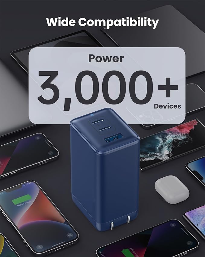 150W USB C Charger Block,GaN III Compact Foldable Wall Charger 3 Port Fast Charging Station,PD QC PPS Portable USB C Hub 100W Laptop Adapter for MacBook Pro/Air,iPad,iPhone 16/Pro,Galaxy S24,Dell etc