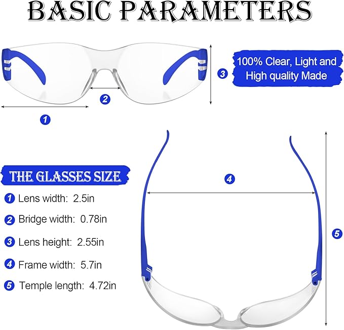 Yunsailing 100 Pack Bulk Safety Glasses Eye Protection Goggles for Women Men DIY Construction Lab