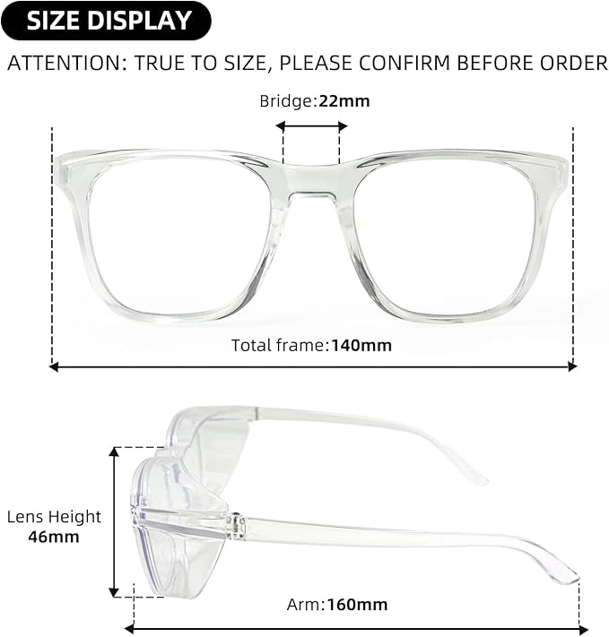 JING LEI Safety Glasses Goggles Anti-Fog UV400 Dust Protection Fashionable Pollen Glasses Lab Goggles for Women & Men