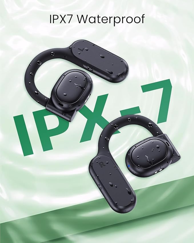 TAGRY Open Ear Earbuds Wireless Bluetooth Headphones 80Hrs Playtime Ear Buds with Earhooks IPX7 Waterproof Touch Control Earphones Sport Headsets for Workout Running Black