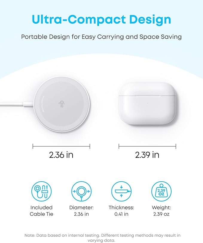 Anker Zolo Magnetic Wireless Charger, Qi2 Certified 15W MagSafe-Compatible Wireless Charging Pad, for iPhone 16/15/14/13 Series, AirPods, and More (Adapter Not Included) (White, 2 Pack)