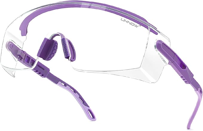 UKNOW Safety Glasses Over Eyeglasses, Anti Fog Safety Goggles ANSI Z87.1, Adjustable Protective Eyewear