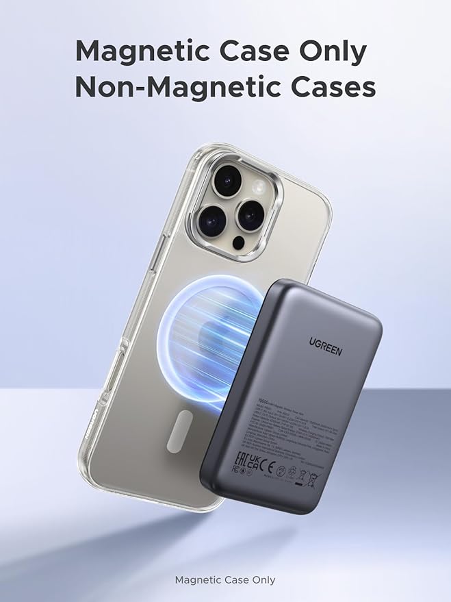 UGREEN Magnetic Power Bank,10,000mAh Wireless Portable Charger, PD 20W Fast Charging Battery Pack with USB-C for Magsafe, iPhone 16/16 Pro/15/15 Plus/15 Pro/15 Pro Max, iPhone14/13/12 Series