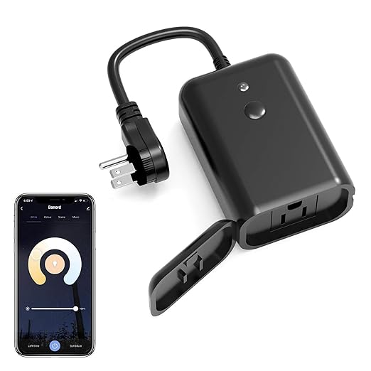 Banord Outdoor Dimmer for String Lights, WiFi Smart Dimmer Switches Compatible with Alexa and Google Assistant, IP44 Waterproof Outdoor Light Dimmer with Max Power 350W for Incandescent, 150W for LED