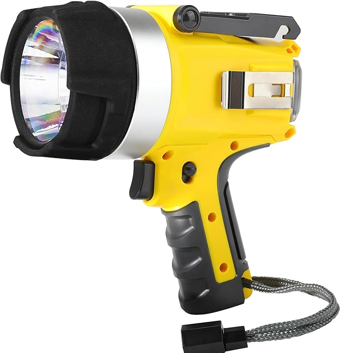 18W Spotlight Handheld Rechargeable Spotlight/Floodlight IP67 Waterproof Flashlight Super Bright 3500 Lumens with Foldable Stand and Detachable Red Lens