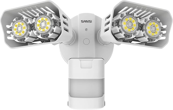 SANSI LED Security Lights, 18W (150Watt Incandescent Equiv.) Motion Sensor Lights, 1800lm 5000K Daylight Waterproof Outdoor Floodlights with Adjustable Dual-Head, White
