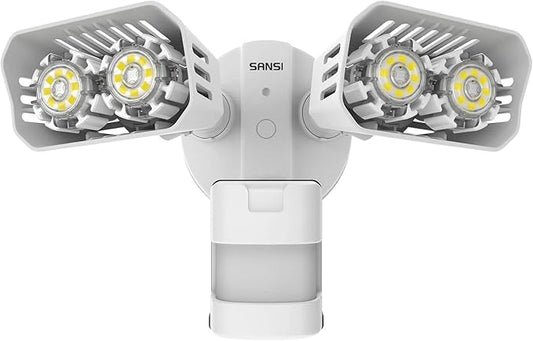 SANSI LED Security Lights, 18W (150Watt Incandescent Equiv.) Motion Sensor Lights, 1800lm 5000K Daylight Waterproof Outdoor Floodlights with Adjustable Dual-Head, White