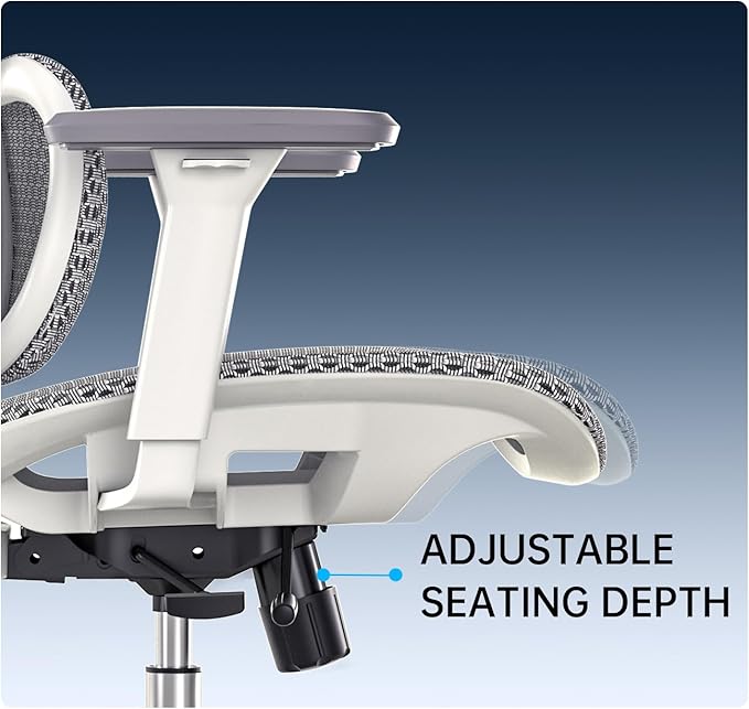 ERGOUP Ergonomic Office Chair - Full Mesh Backrest, 4D Adjustable Headrest, 360° Rotating Armrests, Gray - Premium Support for Professionals, Gamers & Home Office Users