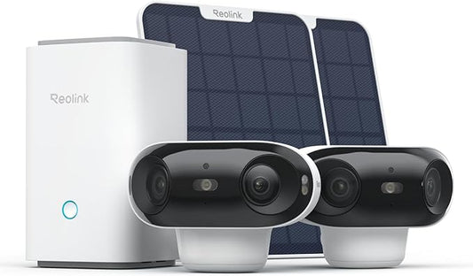 REOLINK 4K Dual-Lens 180° Outdoor Wireless Security Camera System, ColorX Night Vision, Solar Cameras with Local Encrypted Storage, 5G/2.4GHz WiFi 6, No Subscription, Home Hub with 2X Argus 4 Pro