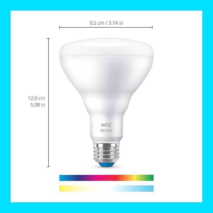 WiZ 65W BR30 Color LED Smart Bulb - Pack of 1 - E26- Indoor - Connects to Your Existing Wi-Fi - Control with Voice or App + Activate with Motion - Matter Compatible