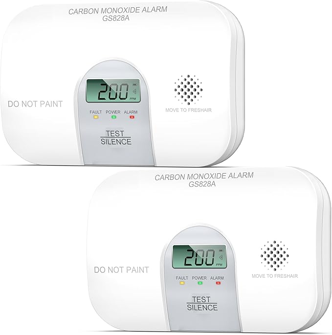 Siterwell Carbon Monoxide Detectors, 10 Year Product Life Portable Carbon Monoxide Detector with LCD Digital Display and Sound Warning, ETL Listed, Travel Carbon Monoxide Detector for Home, 2-Pack