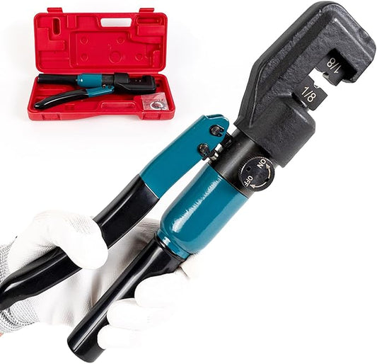 Muzata Custom Cable Railing Crimping Tool Hydraulic Crimper Hydraulic Crimping Tool for 1/8" Stainless Steel Cable Railing Kit Wire Rope Swaging Kit CR09