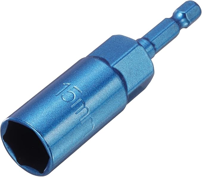 HARFINGTON Nut Driver 15mm Hex Drive Socket CR-V Steel Power Screw Drill Bits Socket Wrench Tools with 1/4" Quick Change Hex Shank for Power Drills Impact Drivers, Blue