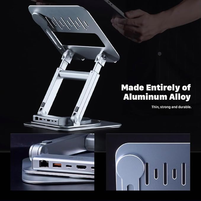 ADAM ELEMENTS USB-C Stand Ultra/Laptop Docking Station – Hub Stand Ultra USB-C Magnetic 6in1 Hub for All MacBook, iPad & USB-C Laptop