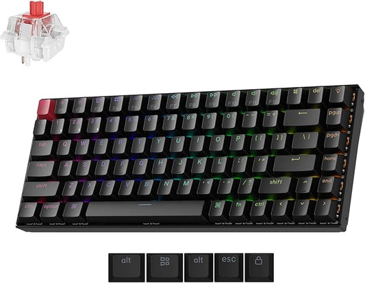 Keychron K2 75% Layout QMK Wireless and Wired Options Mechanical Keyboard Super Red Switch, RGB Backlight with Shine-Through Double-Shot PBT Keycaps for Mac Windows-Version 3
