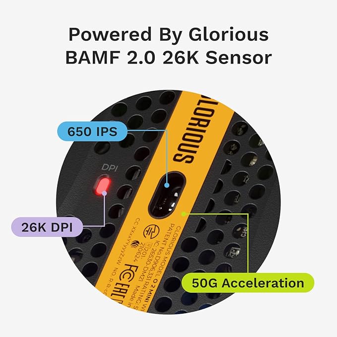 Glorious Model O 2 Mini Wired Gaming Mouse: Superlight 49g, 26K Optical Sensor, Motion Sync, 80M Clicks, 6 Programmable Buttons, Mouse for Small Hands, FPS, MMO, MOBA, Battle Royal Mouse, Black