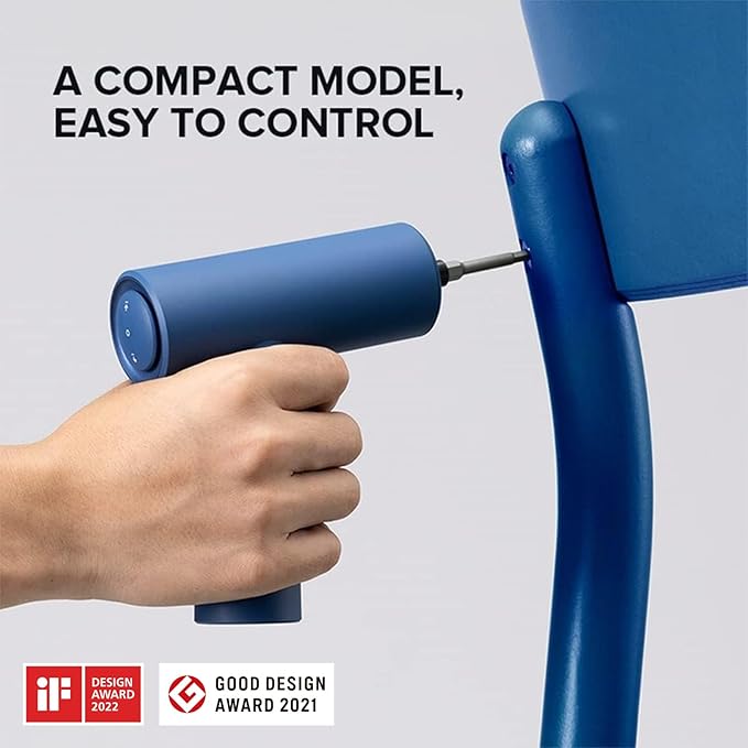 HOTO Electric Screwdriver with Storage Bag, 3.6 V Screwdriver Set Rechargeable USB-C, 5 N.m Torque, 2000mAh Battery, LED Light & 10 Pcs Bits for Furniture/Electrical Repairs, Night Blue