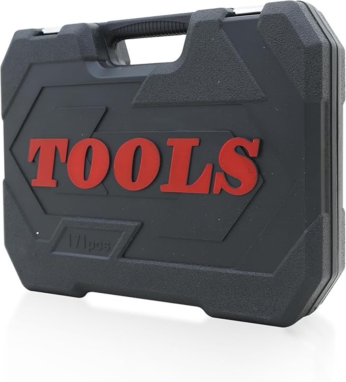 171 Pieces Socket Set, 1/4 and 3/8 Inch Drive Mechanic Tool Set, Basic Household Tool Kit, Home Auto Repair Set, with Storage Case (171p)