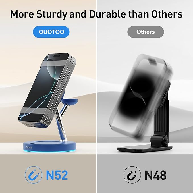 3 in 1 Charging Station Compatible with Mag-Safe Charger Wireless Charger Stand for iPhone 16 15 14 13 12 Series Wireless Charging Station for AirPods Wireless Charging Stand for iWatch Series (Blue)